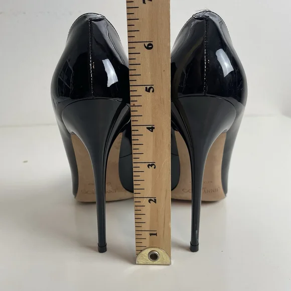 Jimmy Choo Black Patent Leather Pointed Toe Pumps Heels Size 38 Stiletto Classic - Picture 4 of 12